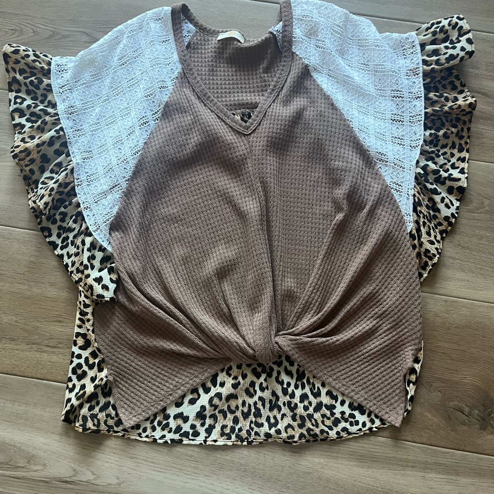 Leopard Print and Brown Women's Top
